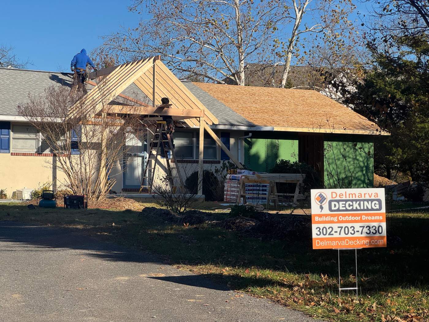 lewes-deck-construction-delmarva.jpg Lewes Porch and addition under construction by Delmarva Decking